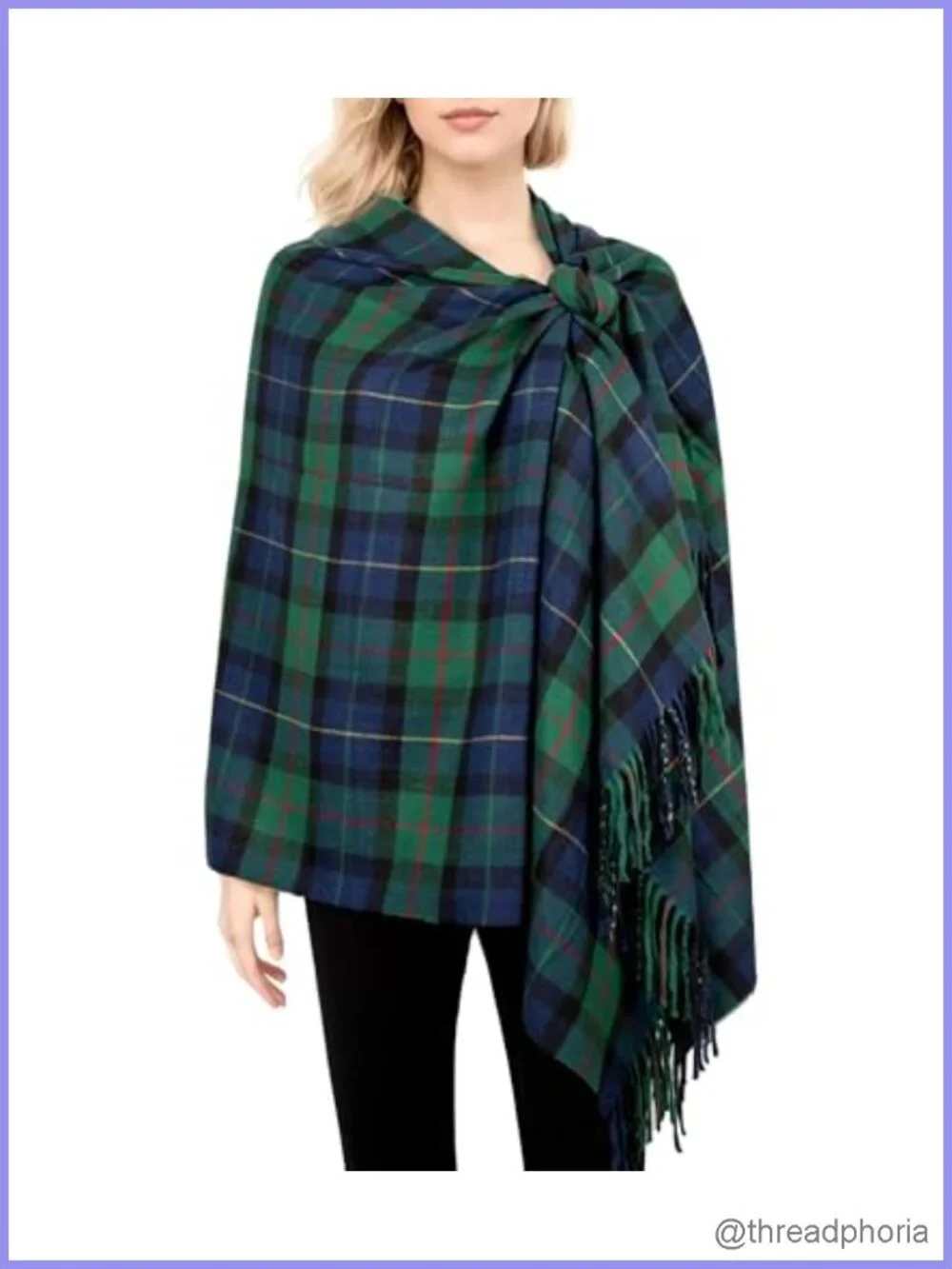 Women's Oversized Tartan Plaid Shawl Wrap Scarf in Viscose Fabric – Cashmere